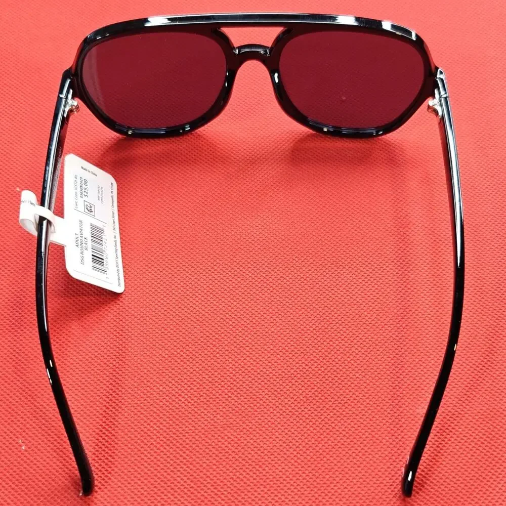 DSG DSGSUN2629 Men's Round Aviator Sunglasses Black Frame/Black Tinted Lens
